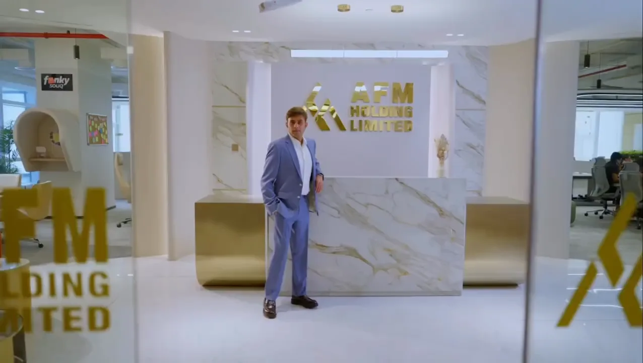 Maqsood Muhammed in the reception of the AFM Holding Limited office in Dubai